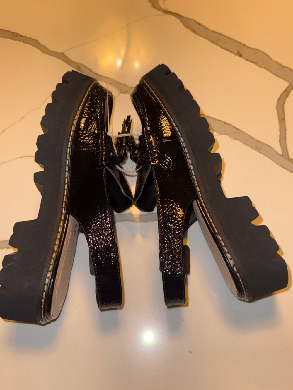 Donald J. Pliner Black Patent Tassel Slingback Lug Loafer - Picture 11 of 11
